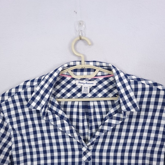 Tommy Bahama Popover Shirt Womens M Medium Bonita Check Collared Tab Sleeve - Picture 4 of 12